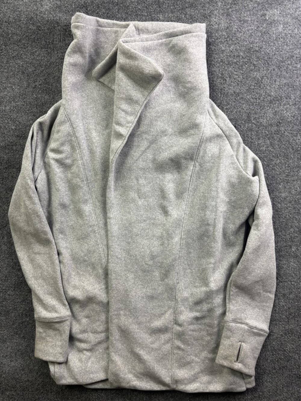 Athleta Sweatshirt Womens Large Gray Fleece Cowl Neck Pullover Thermal Raglan